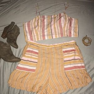 AE Two Piece Striped Crop Top and Shorts